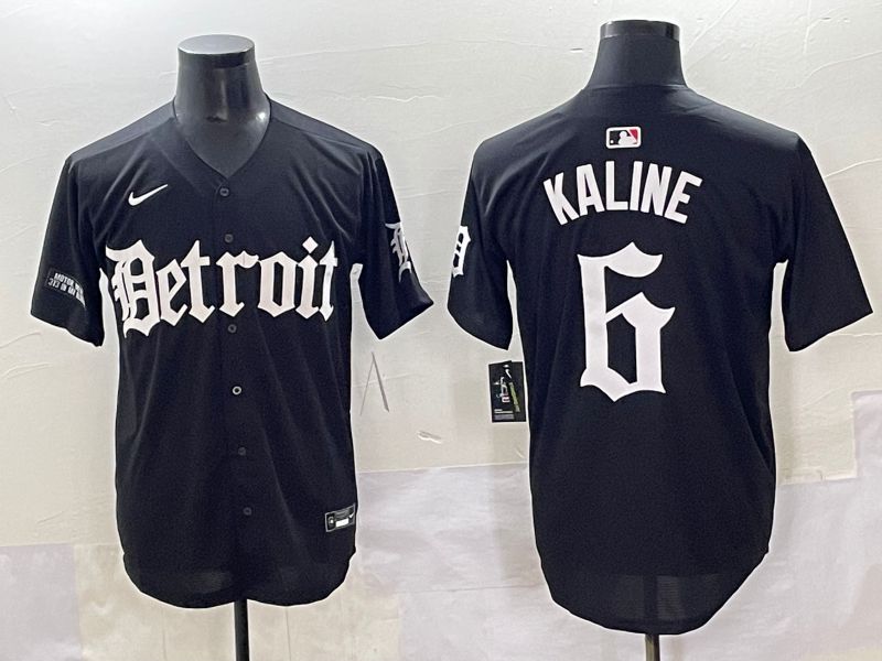 Men 2025 Detroit Tigers #6 Kaline Black Five generations Joint Name Nike MLB Jersey style 21->detroit tigers->MLB Jersey